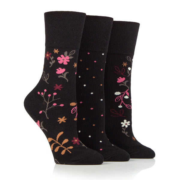3 Paar Damen Baumwollsocken - Floral Night