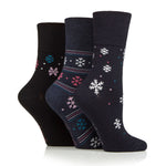 Load image into Gallery viewer, 3 Pairs Ladies Cotton Socks - Snowflake
