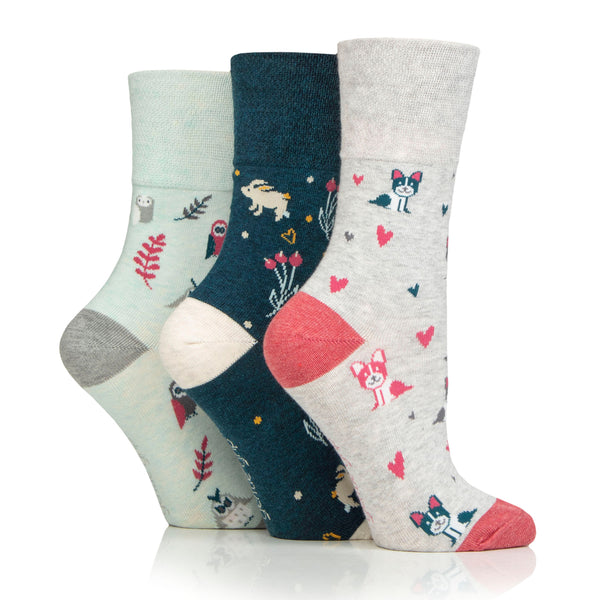 3 Paar Damen-Baumwollsocken - Tierliebhaber