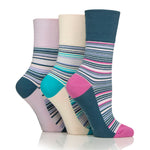 Load image into Gallery viewer, 3 Pairs Ladies Cotton Socks - Flow Mixed Stripe
