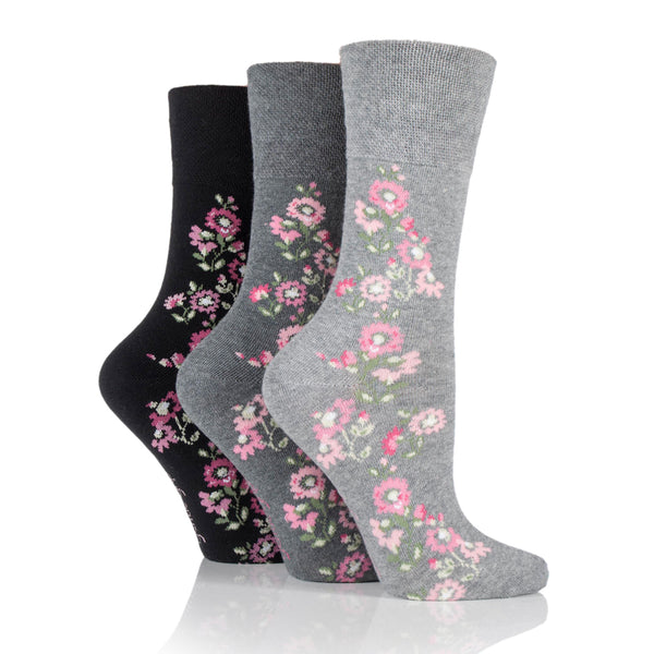 3 Paar Damen-Baumwollsocken - Meliert Climbing Rose
