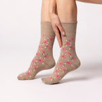 Load image into Gallery viewer, 3 Pairs Ladies Cotton Socks - Blue/Neutral Floral