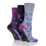 Load image into Gallery viewer, 3 Pairs Ladies Cotton Socks - Sophie Floral Purple