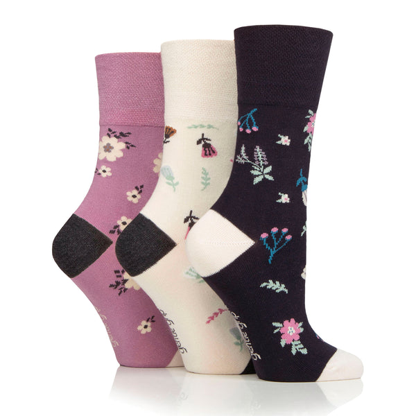 3 Paar Damen Bambussocken - Botanical Bloom