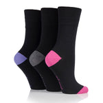 Load image into Gallery viewer, 3 Pairs Ladies Heel & Toe Cotton Socks - Black and Charcoal