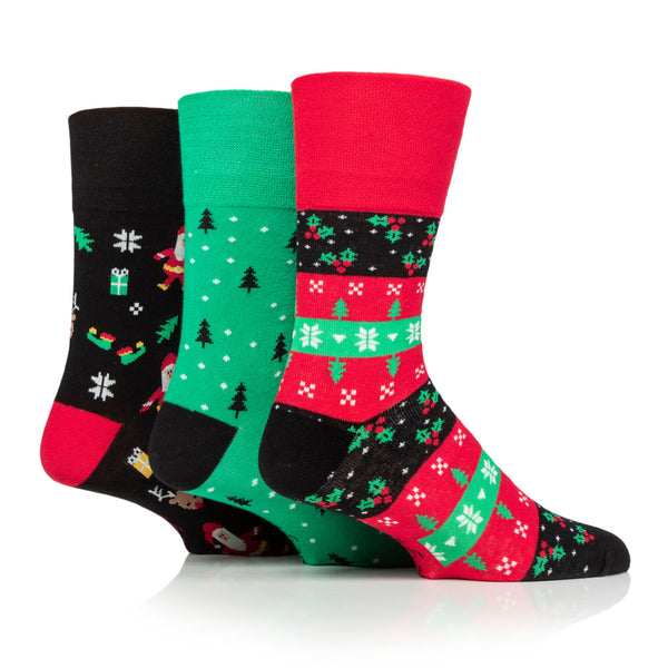 3 Paar Fun Feet Weihnachtssocken für Herren – Holly Mix