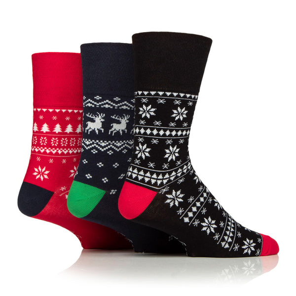 3 Paar Fun Feet Weihnachtssocken für Herren – Fairisle