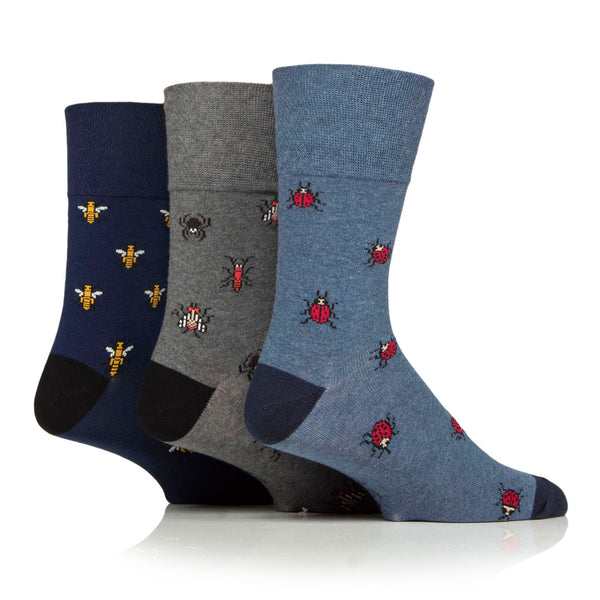 3 Paar Fun Feet Baumwollsocken für Herren – Käfer