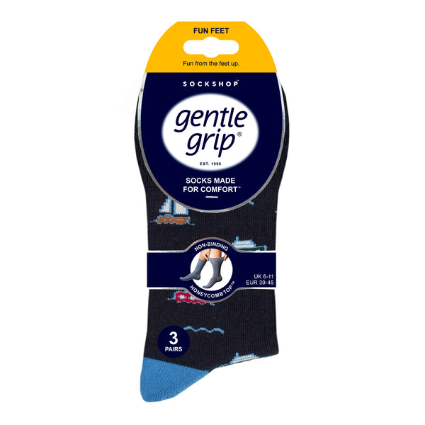 3 Pairs Men's Fun Feet Cotton Socks - Vehicles