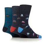 Load image into Gallery viewer, 3 Pairs Men's Fun Feet Cotton Socks - Vehicles