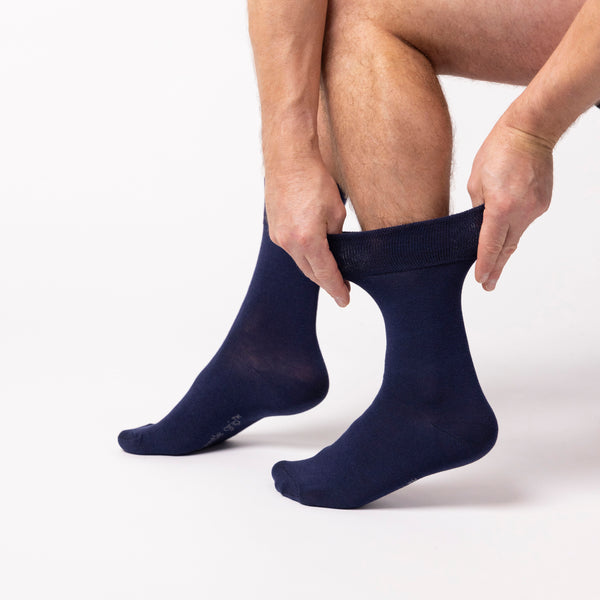 3 Pairs Men's Plain Cotton Socks - Navy