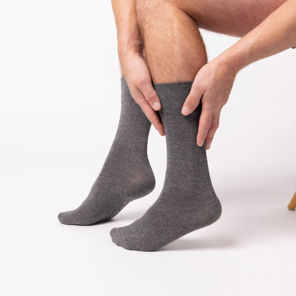 3 Pairs Men's Plain Cotton Socks - Charcoal