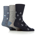 Load image into Gallery viewer, 3 Pairs Mens Holiday Cotton Socks - Anchor