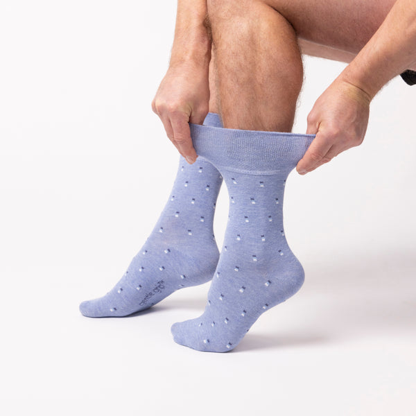 3 Pairs Men's Cotton Socks - Suit Sock Blue