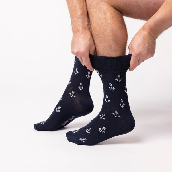 3 Pairs Mens Holiday Cotton Socks - Anchor
