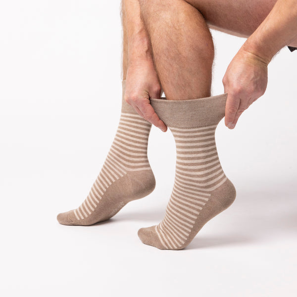 3 Pairs Mens Holiday Cotton Socks - Mid Brown