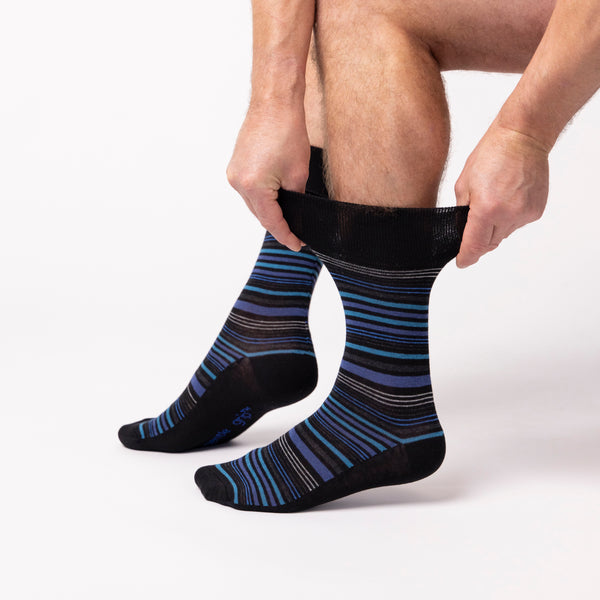 3 Pairs Men's Bigfoot Cotton Socks - Stripe Navy