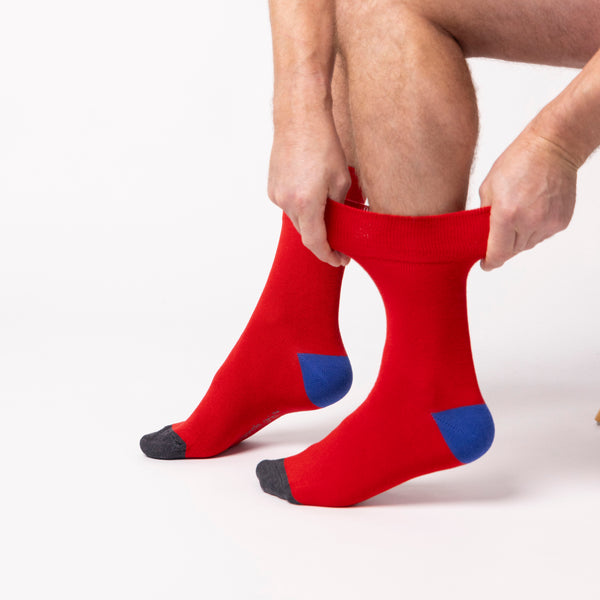 3 Pairs Men's Colourburst Cotton Socks - Hybrid Blue/Red