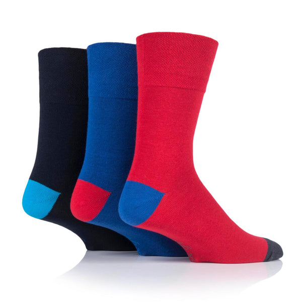 3 Pairs Men's Colourburst Cotton Socks - Hybrid Blue/Red