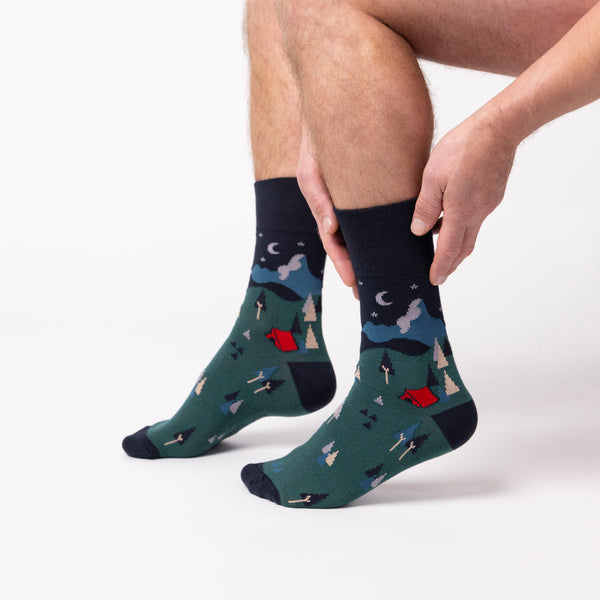 3 Pairs Men's Fun Feet Cotton Socks - Under the Stars