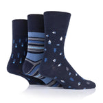 Load image into Gallery viewer, 3 Pairs Men's Cotton Socks - Dimensional Dart Navy