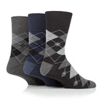 Load image into Gallery viewer, 3 Pairs Men's Argyle Cotton Socks - Leven Black Mix