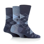 Load image into Gallery viewer, 3 Pairs Men's Argyle Cotton Socks - Leven Navy/Denim