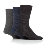 Lade das Bild in den Galerie-Viewer, 3 Paar Herrensocken aus Baumwolle mit feinen Streifen von Nova – Schwarz/Marineblau/Anthrazit