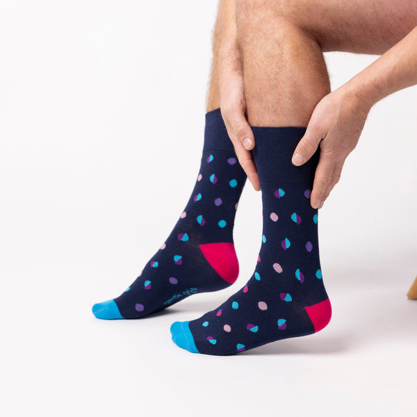 3 Pairs Men's Colourburst Cotton Socks - Neon Dots