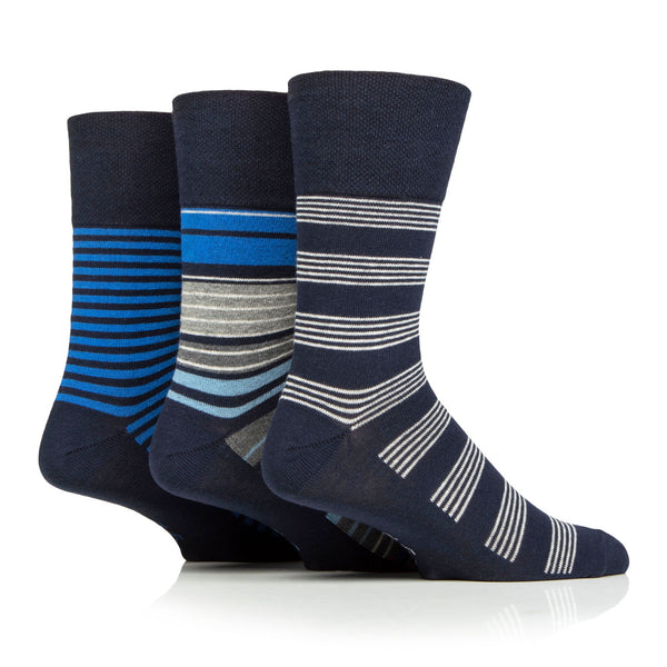 3 Paar Herren-Baumwollsocken – Marineblau gestreift