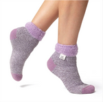 Load image into Gallery viewer, Ladies Original Sleep Socks with Feather Top - Lilac & Grey