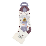 Load image into Gallery viewer, Ladies Lite Sleep Socks with Turnover Top - Ivory & Cabernet Stars
