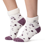 Load image into Gallery viewer, Ladies Lite Sleep Socks with Turnover Top - Ivory & Cabernet Stars