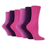 Load image into Gallery viewer, 6 Pairs Ladies Diabetic Socks - Pink/Purple
