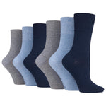 Load image into Gallery viewer, 6 Pairs Ladies Plain Cotton Socks - Navy/Denim/Light Grey