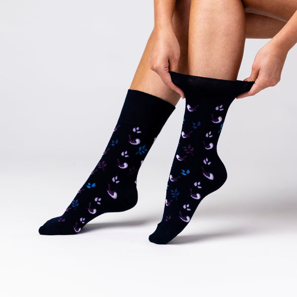 3 Paar Damen Baumwollsocken - Nature Bird Marineblau
