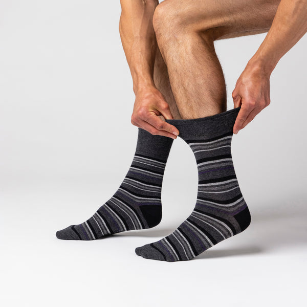 3 Pairs Men's Argyle Cotton Socks - Formality Black