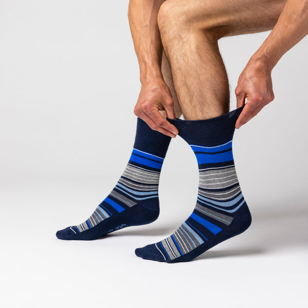 3 Paar Herren-Baumwollsocken – Marineblau gestreift
