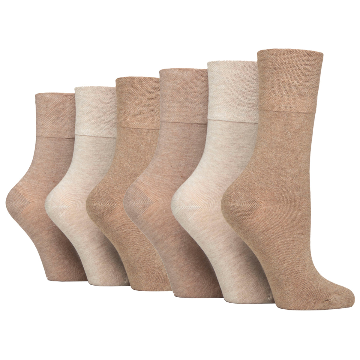 6 Paar Damen-Diabetikersocken aus Bambus – Naturmix
