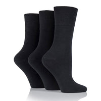3 Pairs Ladies Bamboo Diabetic Socks - Black