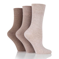 3 Pairs Ladies Bamboo Diabetic Socks - Natural Mix