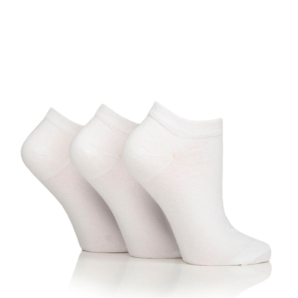 3 Pairs Ladies Diabetic Trainer Socks - White