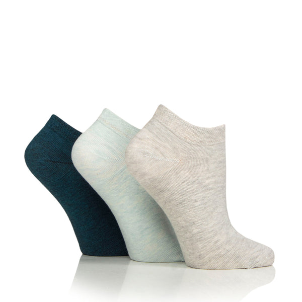 3 Pairs Ladies Diabetic Trainer Socks - Cloud Grey Mix