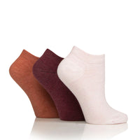 3 Pairs Ladies Diabetic Trainer Socks - Terracotta Mix