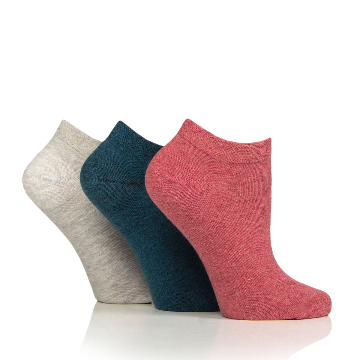 3 Pairs Ladies Diabetic Trainer Socks - Coral Mix