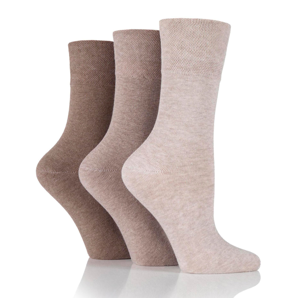 3 Pairs Ladies Diabetic Socks - Natural Mix