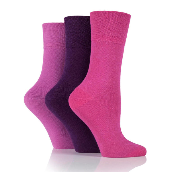 3 Pairs Ladies Diabetic Socks - Pink/Purple