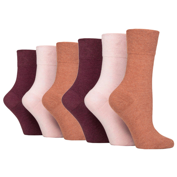6 Paar Diabetikersocken für Damen - Terrakotta-Mix