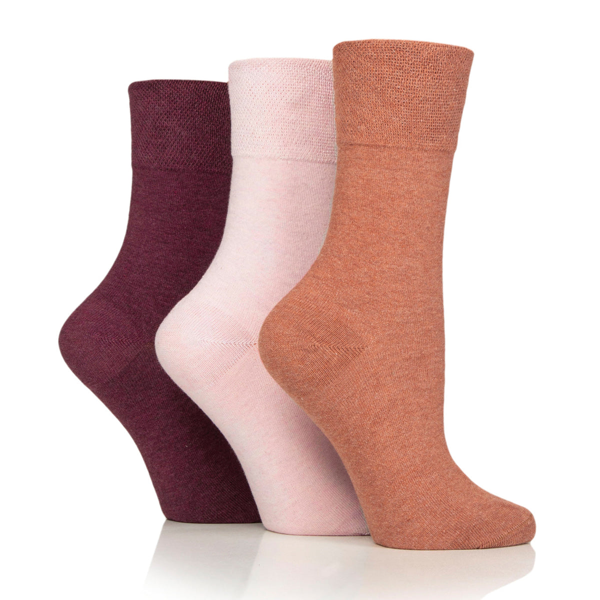 3 Pairs Ladies Diabetic Socks - Terracotta Mix