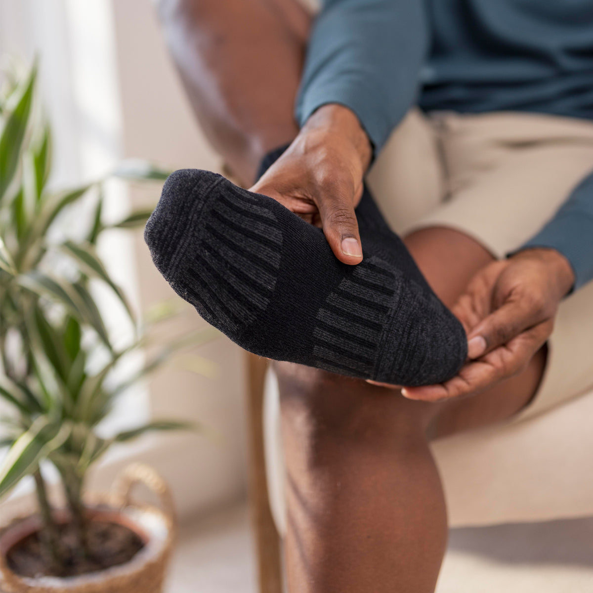 1 Paar Diabetiker-Walker-Stiefelsocken aus Wolle, Schwarz